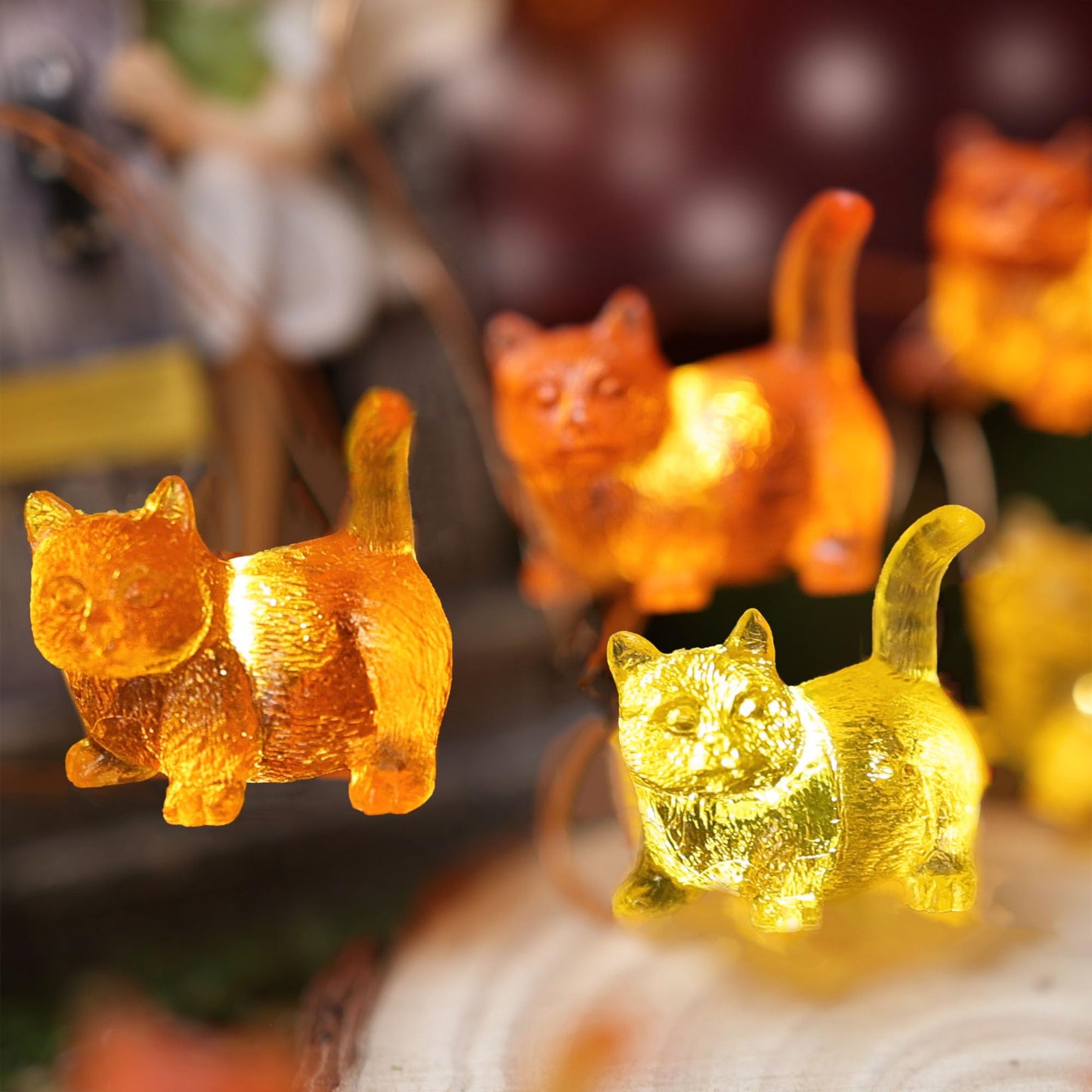 Solar Cat String Lights - Christmas Thanksgiving Holiday Decor - Waterproof Kitty Fairy Lights For Garden  Patio Summer Parties - Solar Powered Cat D?Cor For Festive 40Led 14Ft Fence Window Pond