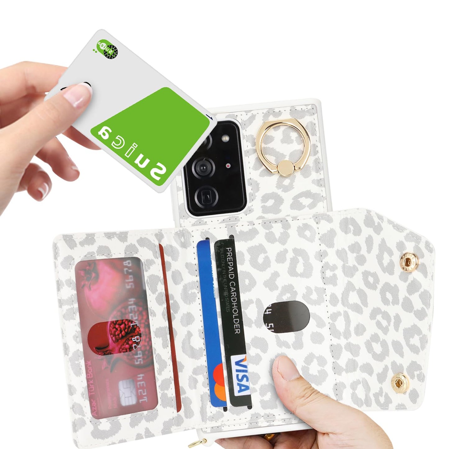 Lipvina For Samsung Galaxy Note 20 Ultra Case With Card Holder And Strap - Zipper Pocket,Crossbody Lanyard Strap,Stand Ring,Cute