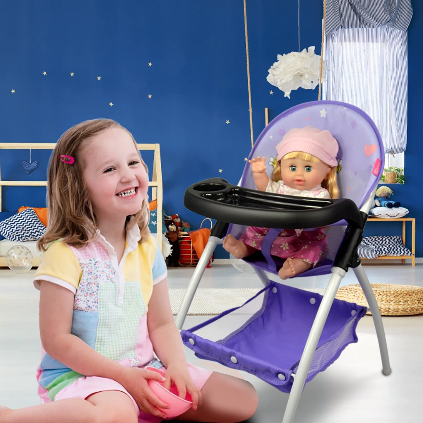 Anivia Baby Doll High Chair, Toy High Chair for Baby Doll (DH010-PURPLE)