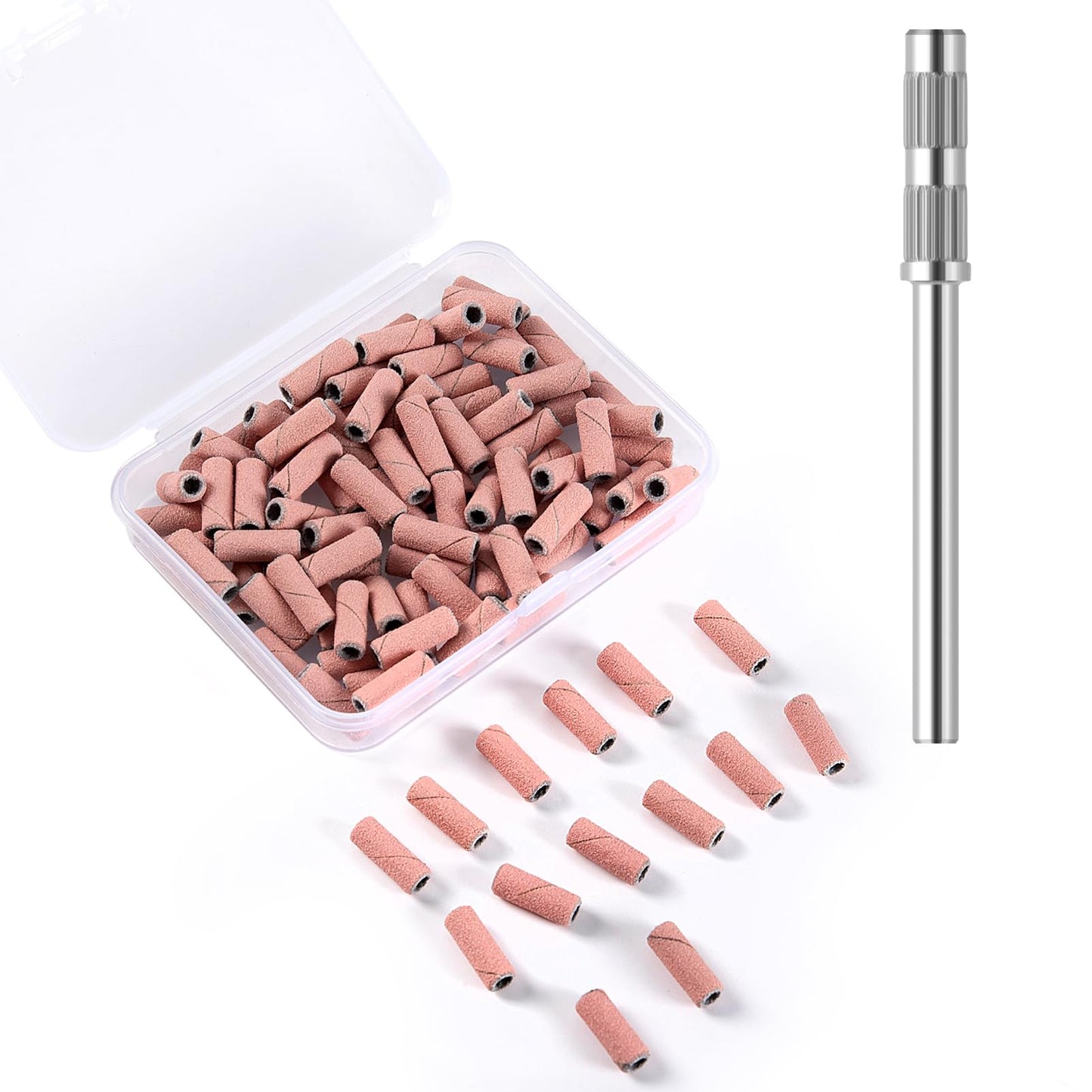 BITNBITH 100pcs Small Nail Sanding Bands for Nail Drill,3.1mm Mini Nail Sanding Mandrel Bits 180 Grit Fine Nail File Drill Bits