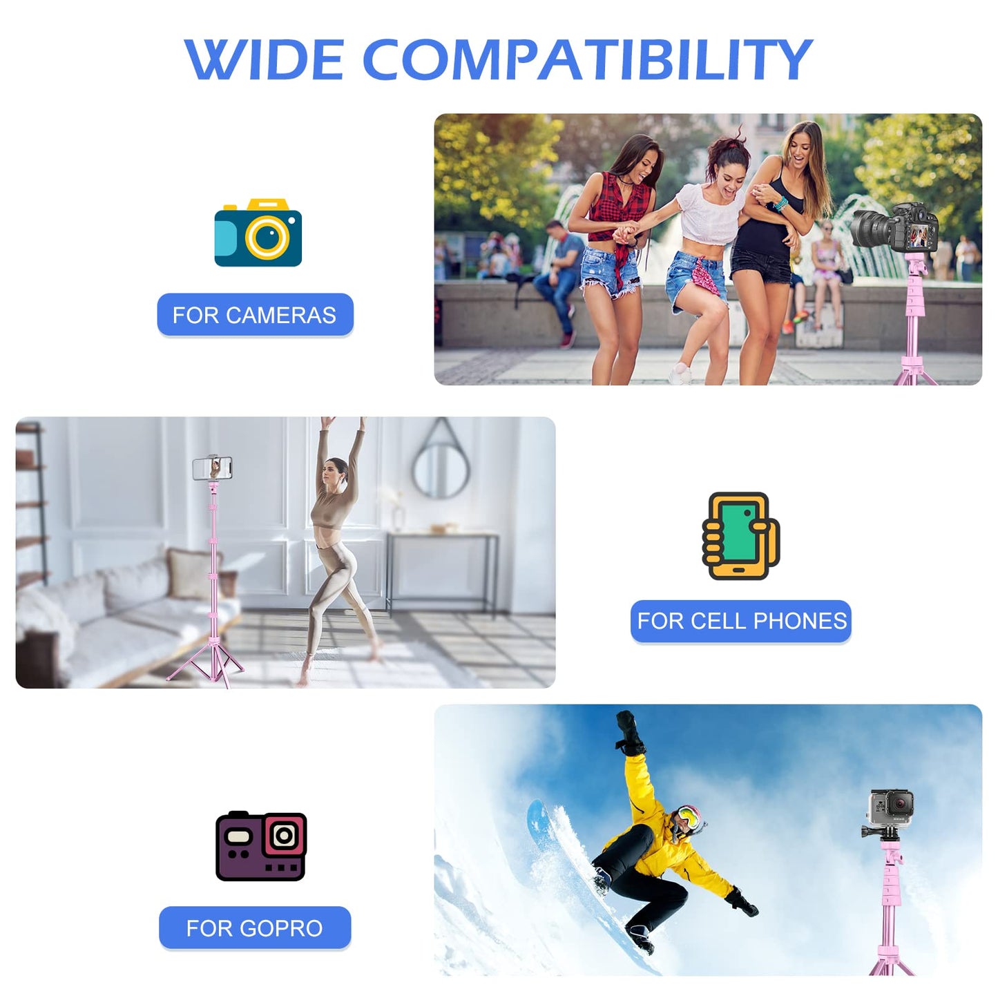 Sensyne 62 Phone Tripod & Selfie Stick, Extendable Cell Phone Tripod Stand With Wireless Remote And Phone Holder, Compatible Wit