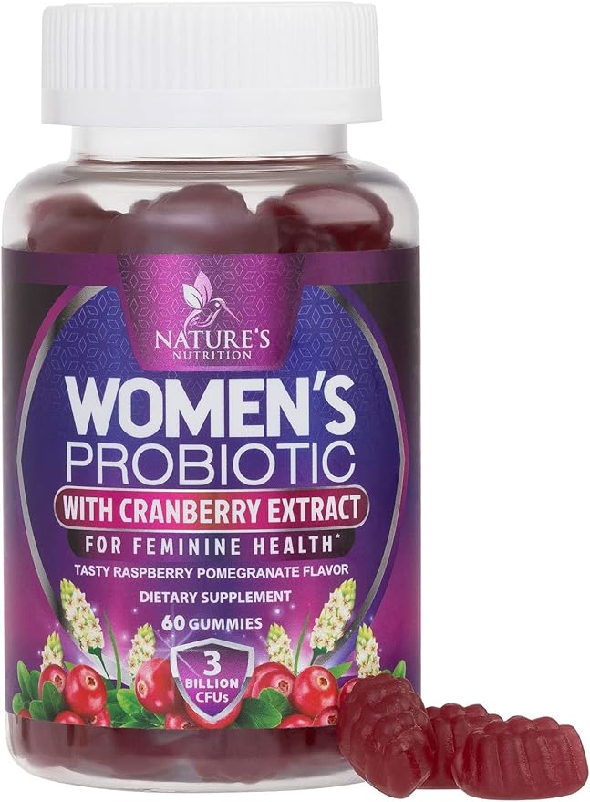 Probiotics for Women Gummy - 6 Diverse Strains w/ Cranberry, PH Balance, Digestive & Feminine Health Support, 3 Billion CFU Womens Probiotic for Urinary & Immune Support, Non-GMO - 60 Gummies