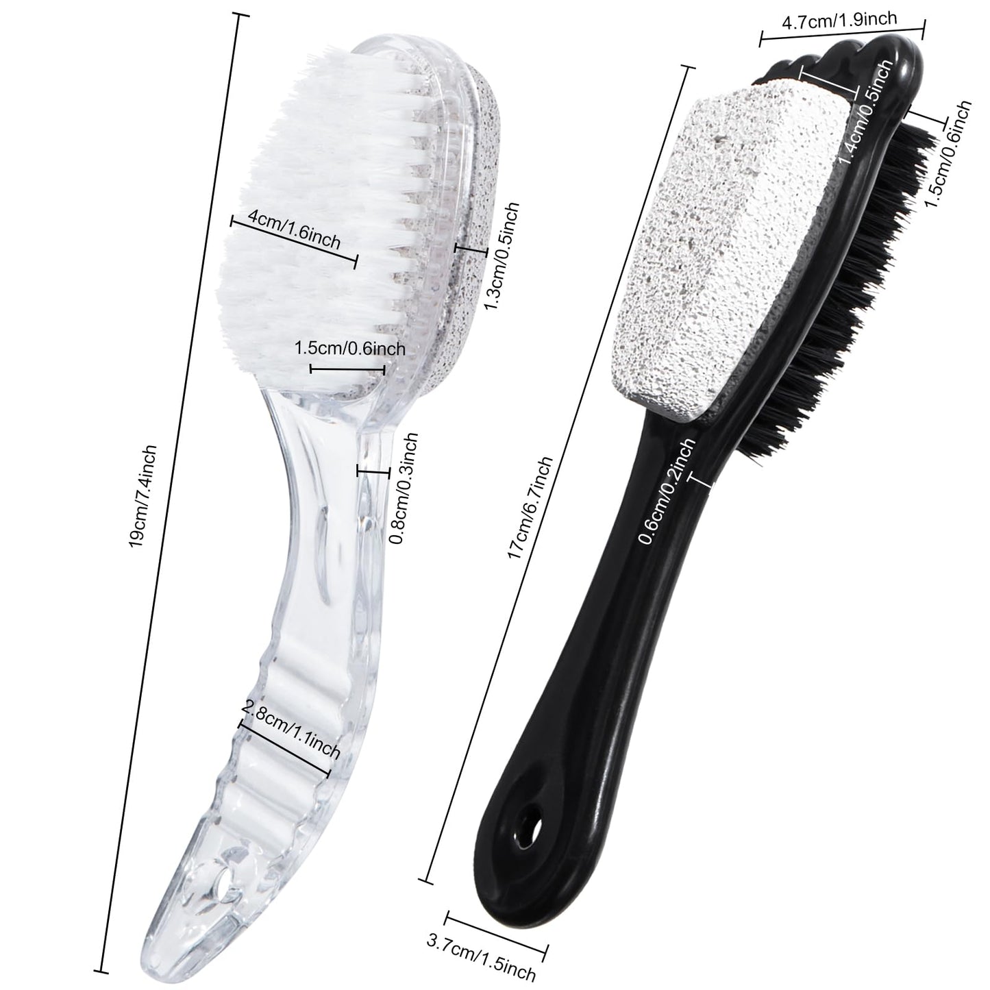 6 Packs Foot Pumice Stone Brush Callus Remover, Beomeen 2 in 1 Foot Shower Pedicure Scrubber with Handle, Foot File with Dense B