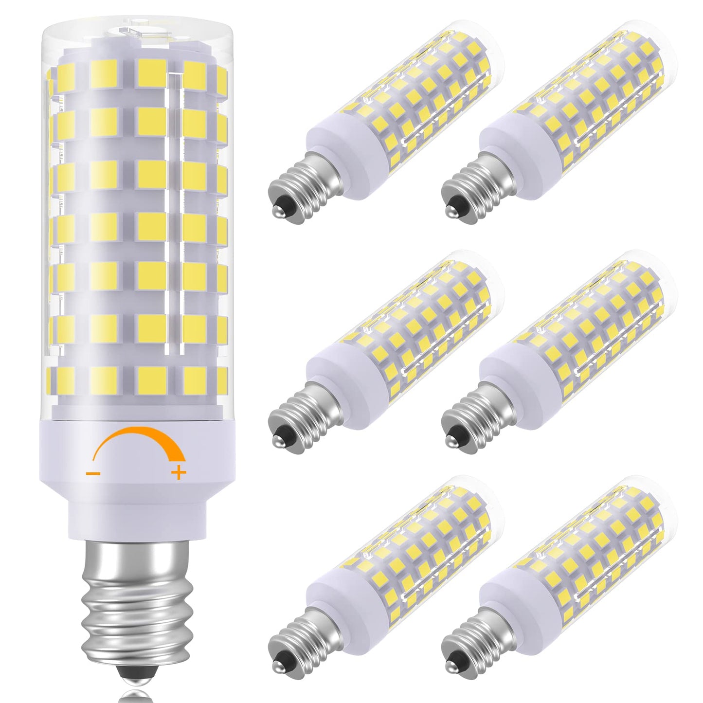 TAIYALOO E12 LED Candelabra Bulbs 7W Dimmable Daylight White 6000K 6 Pack T6 E12 Base
