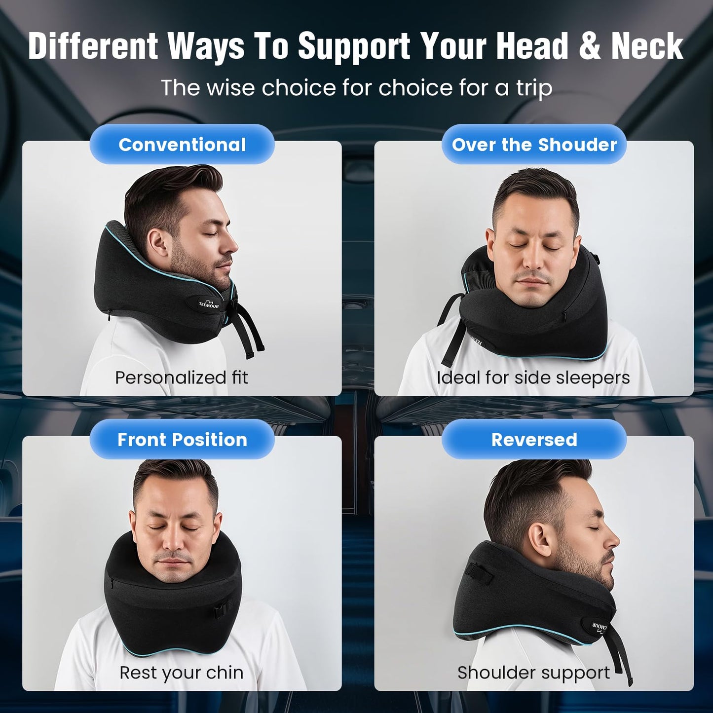 Neck Pillow for Traveling, Travel Neck Pillow for Airplane Memory Foam Travel Pillow for Flight Headrest Sleep with 360° Support Portable, Travel Essentials Birthday Gifts for Women Men Mom Dad