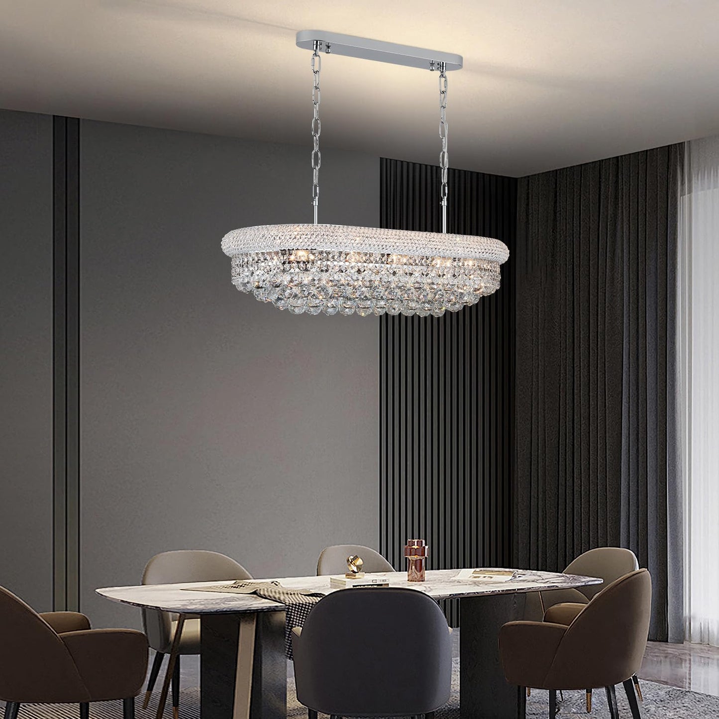 Crystal Chandeliers For Dining Room Light Fixtures Over Table  Modern Crystal Chandeliers For Kitchen Lsland  9 Lights Empire Style Chrome stylish Lighting Fixtures For Living Room Bar L31 Inch