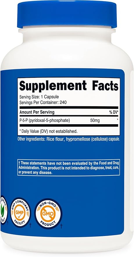 Nutricost P5P Vitamin B6 Supplement 50mg, 240 Capsules (Pyridoxal-5-Phosphate) - Vegetarian Friendly, Non-GMO, Gluten Free