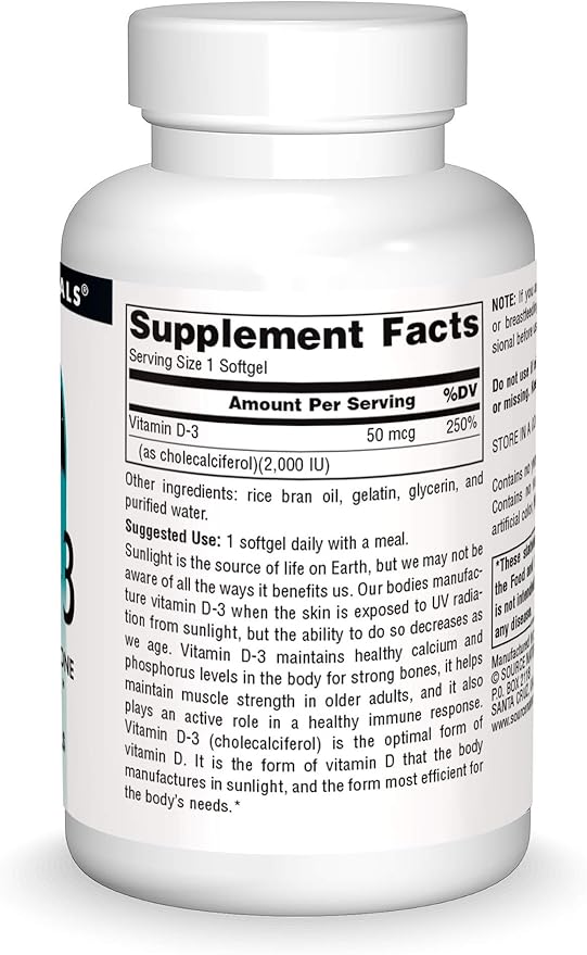 Source Naturals Vitamin D-3 2000 iu Supports Bone & Immune Health - 200 Softgels