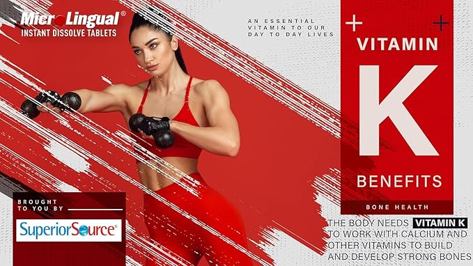 Superior Source Vitamin K-2 100 mcg with Vitamin D3 125 mcg - Bone Strength Support Supplement - Aids Healthy Joints - Immune System Health Support - 60 Sublingual Dissolving Tablets