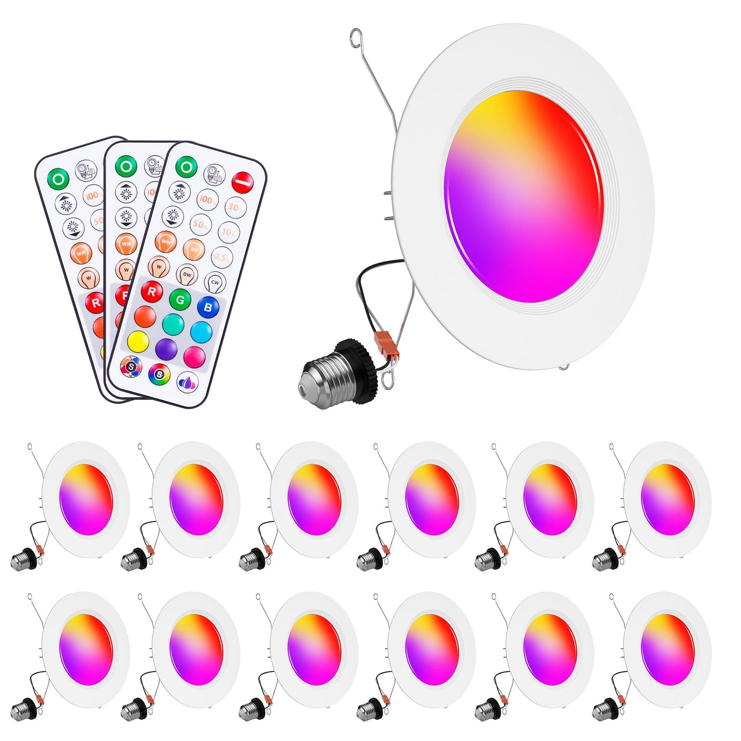 Taptoron Recessed Lighting 5/6 Inch LED Can Lights, 13W 1050LM, Dimmable, 12 Pack, White, Model TD3C002