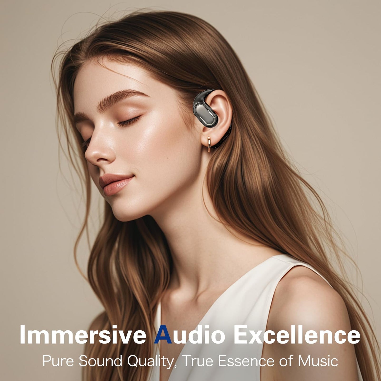 Byobyc Bluetooth 5.4 Headphones True Wireless Stereo Earbuds 40H Playtime LED Power Display Earphones with lPX5 Waterproof Open Ear Buds for Sporting, Working, Studying Black