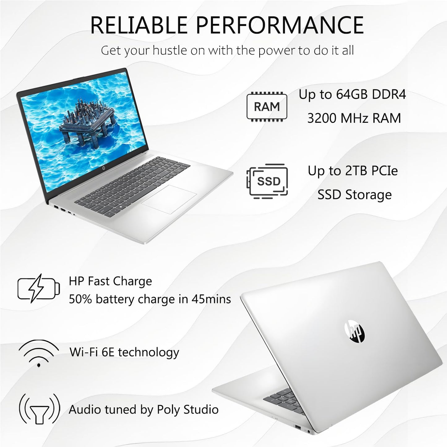 Hp 17 Business Laptop Computer, 16Gb Ram, 1Tb Storage (512Gb Pcie + 500Gb P500 Portable), 17.3 Fhd 1080P Ips Led Display, Amd Ry