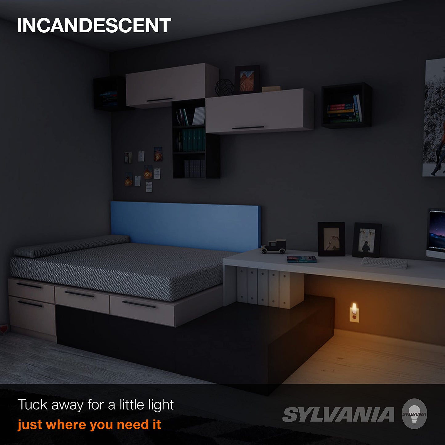 Ledvance Sylvania 7W C7 Night Light Bulb, E12 Base, 40 Lumens, Warm White, Clear Finish, 4 Count, Model 13545