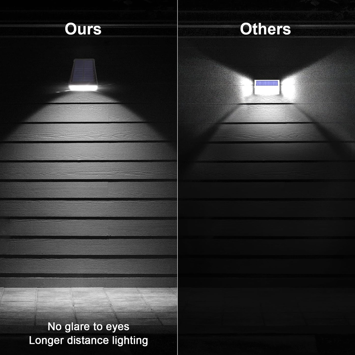 GUYULUX Solar Powered Patio Wall Light, Dusk-to-Dawn Sensor, 90° Rotatable, 2-Pack, Black, Model YUU-WL-0606