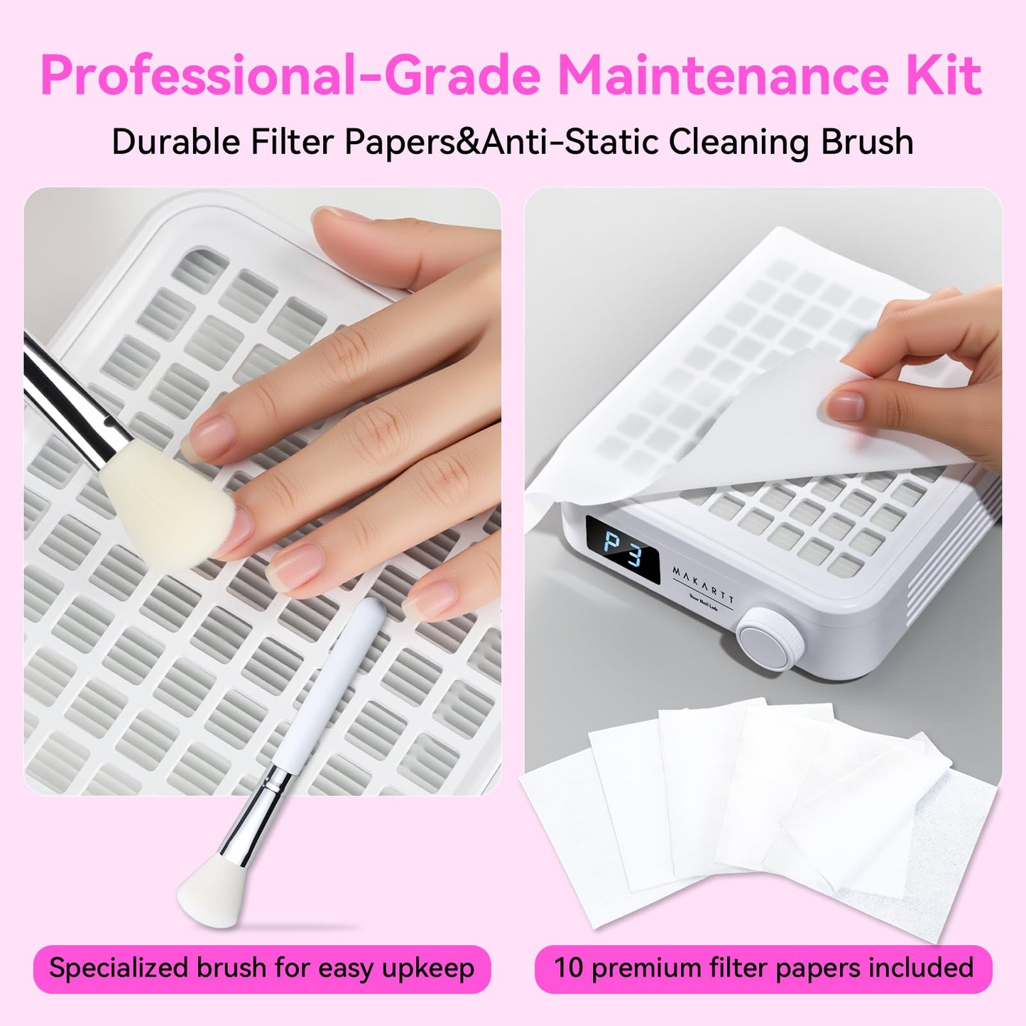 Makartt Professional Nail Dust Collector - Powerful Dust Collector Nail Tech Quite Suction Machine for Acrylic Nails Manicure &