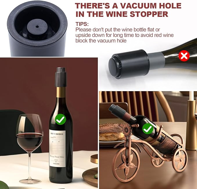 Vacuum Wine Stopper W/Pump, 2-Pack Wine Preservers Savers, Wine Bottle Sealer Blocker, Gifts for Wine Lovers | Reusable Wine Accessories, No Worry Waste Wine