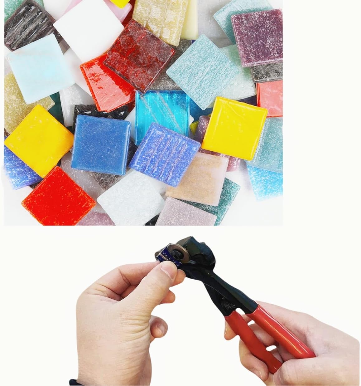 3/4 inch Quartz Glass Mosaic Tiles for Crafts, 1.1 LB, Square Mosaic Pieces for DIY Picture, Home Mosaic Decoration (Coffee)
