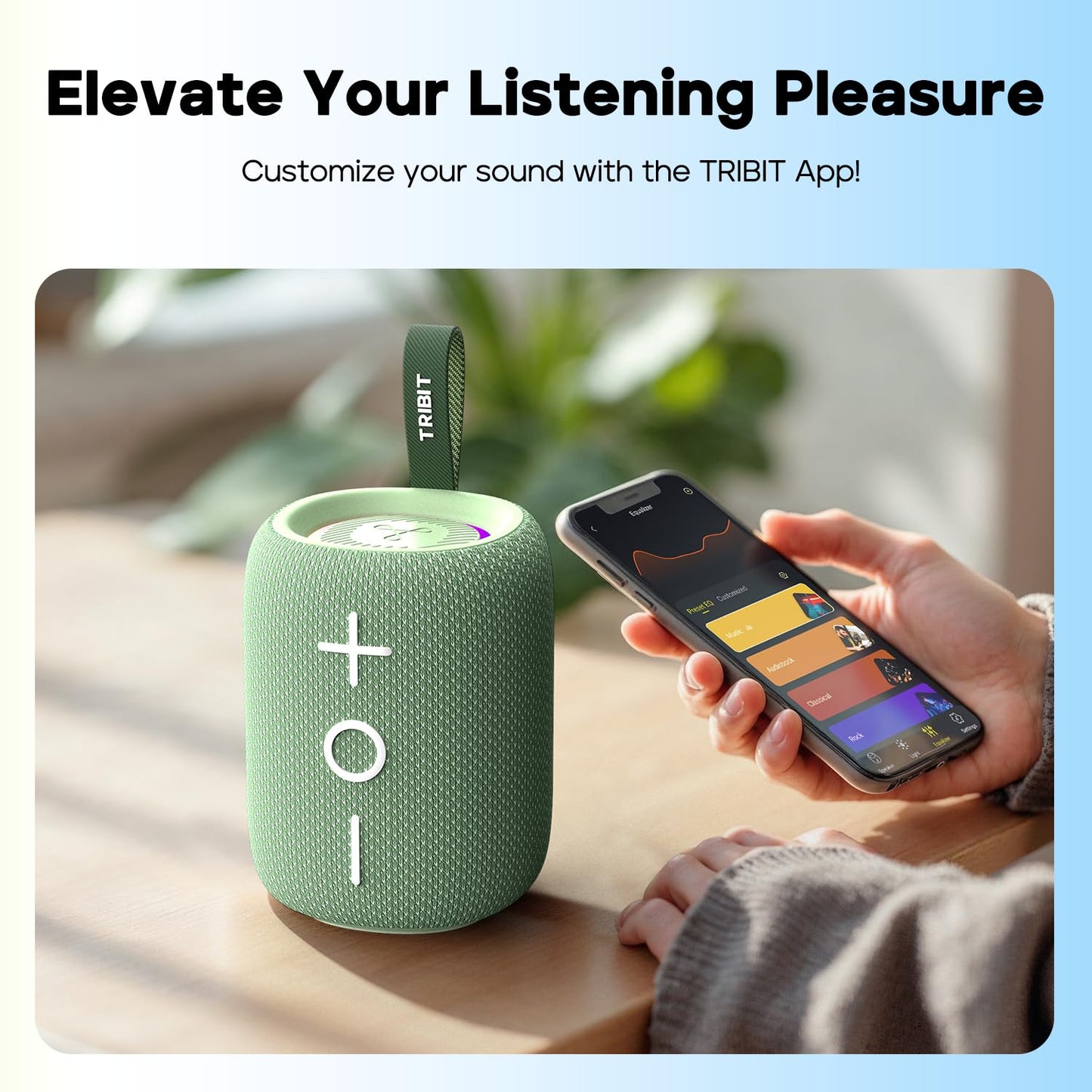 Tribit Bluetooth Speaker Stormbox Mini+, 12W Shower Speaker With 360 Sound, 12H Playtime, Custom Eq, Bt5.4, Ipx7 Waterproof, Rgb