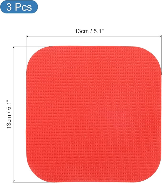 uxcell 3Pcs Rubber Jar Opener Grippers Pads, Multi-function Heat-insulated Non-Slip Grippers Pads for Jars, Kitchen Tool for Easy Opening (Red, Square)