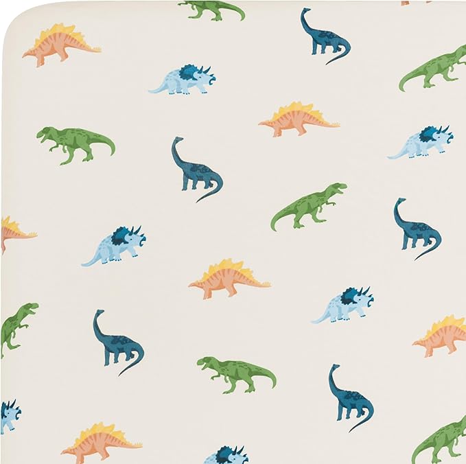 Kyte Baby Soft Crib Sheet - Standard Fitted Crib Sheet Made with Rayon from Bamboo, Ultra-Gentle and Breathable (Ecru Roar)