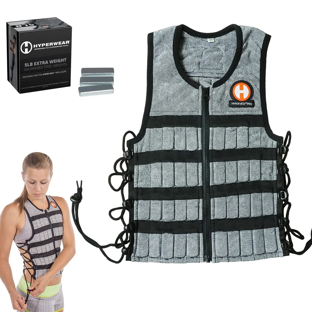 Hyperwear Hyper Vest PRO Adjustable Weighted Vest for Men and Women — Running, Walking, HIIT, Bone Density & Osteoporosis Exercise — No-Bounce Steel Micro-Weights, Slim Fit - Small Size, Gray, 10 lb