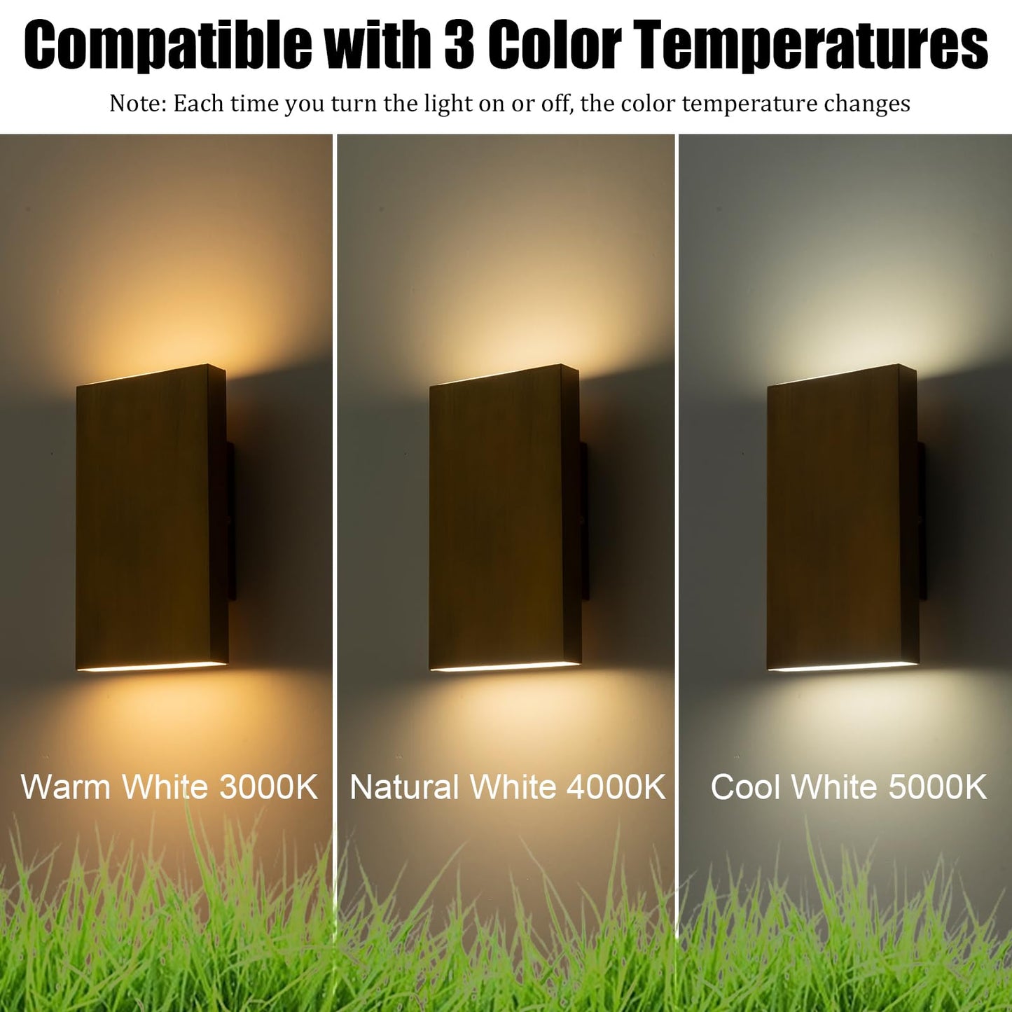 Zicbol Handmade Gold Up And Down Outdoor Wall Lights 10 Led Patio Wall Light Fixture Rectangle Exterior Lighting Fixtures For House  Porch Entryway Front Door Patio Garage (10W  3000K/4500K/6000K)