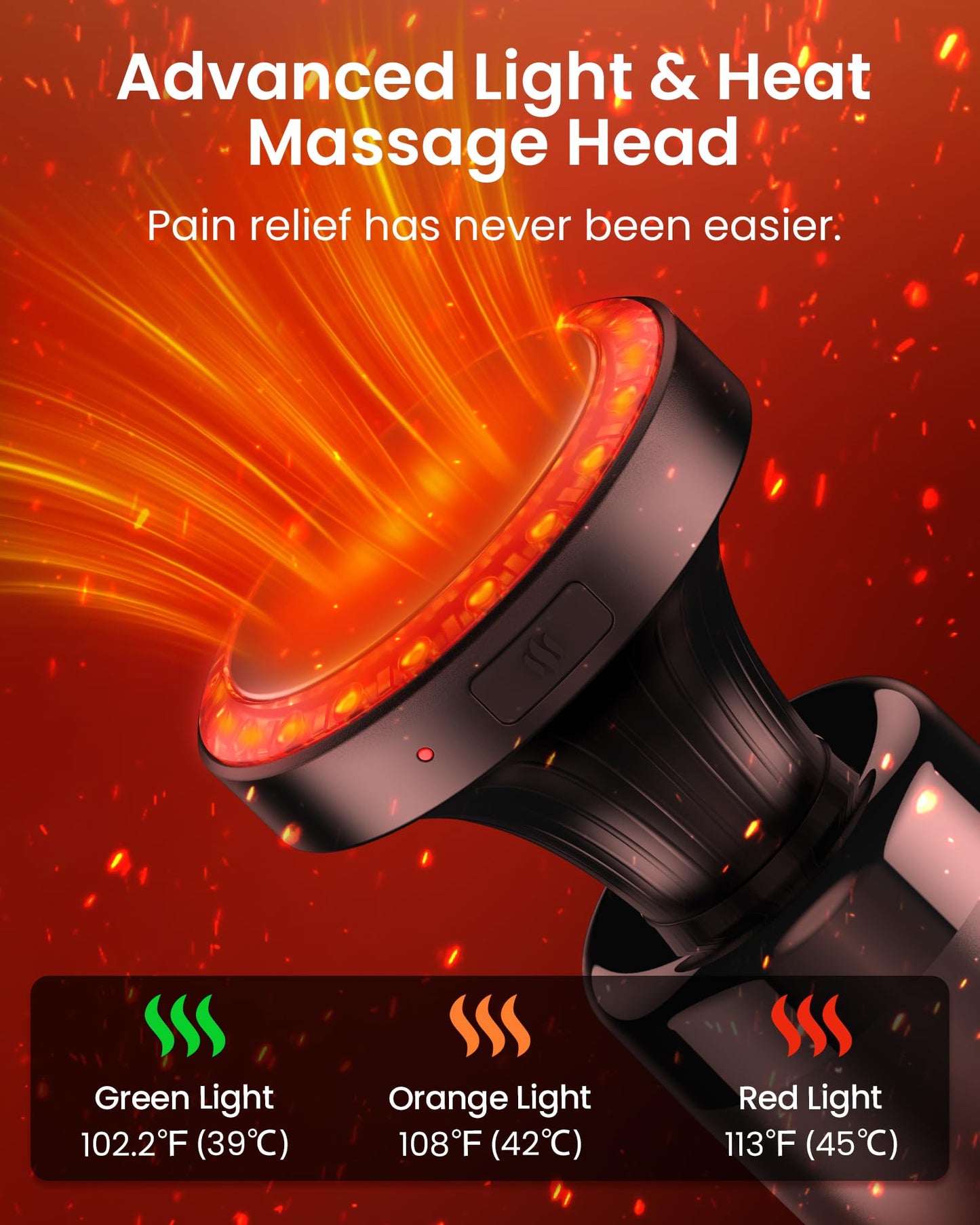 NAPRE Massage Gun with Heat,Massage Gun Deep Tissue with Extension Handle & 3 Adjustable Angles,Handheld Percussion Back Massager for Muscle/Neck/Body Pain Relief with Portable Case,Blue