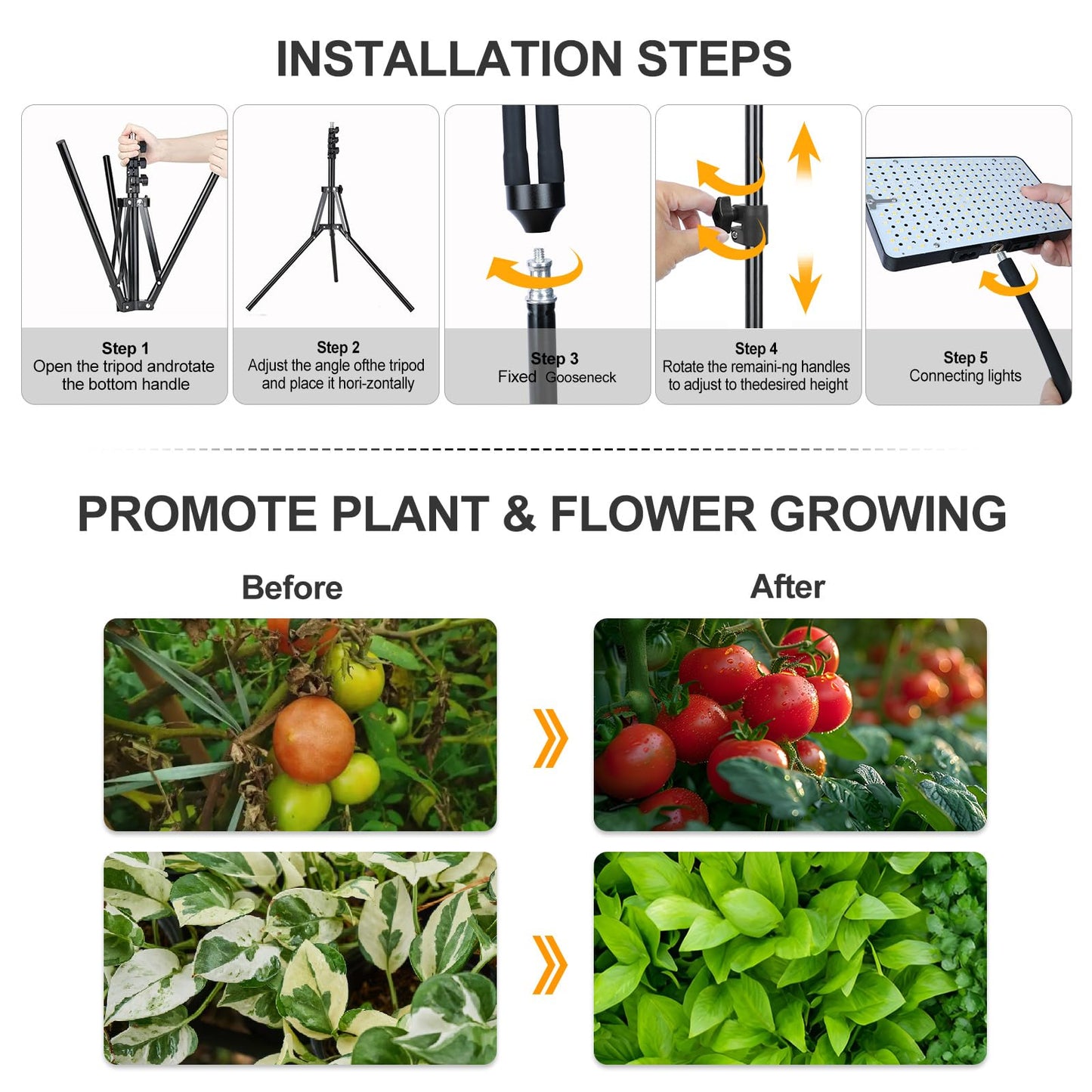 Grow Light With Stand  Orchbloom Grow Lights For Indoor Plants 100W  Natural Sunlight Full Spectrum Plant Growing Lamps For Houseplants & Bonsai Tree  4/8/12 Hr Timer Plant Light Auto On/Off Everyday