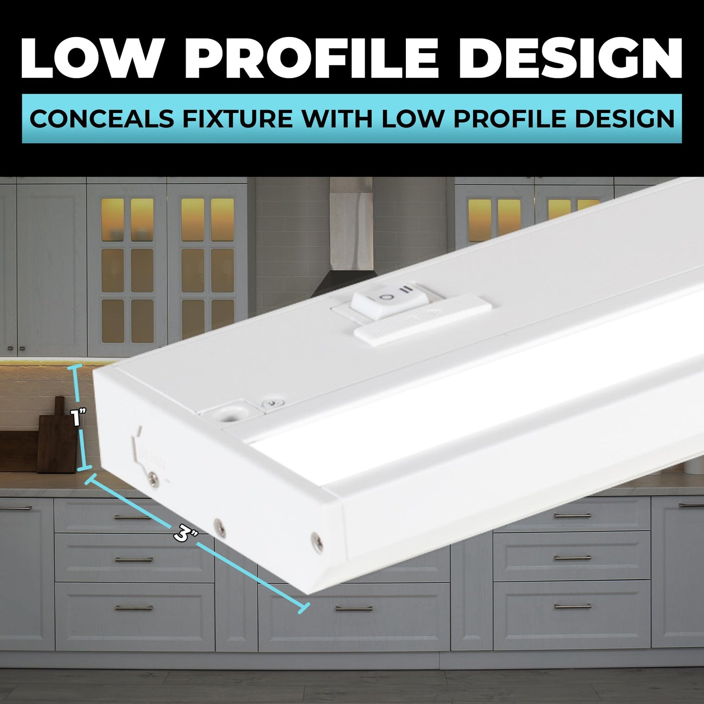 Led Under Cabinet Lighting Hardwired - Linkable Undercabinet Lights For Kitchen - 3Cct 40 Inch White Finish - Undercounter Dimmable Plug In Light Or Hard Wired - Under Counter Fixture Direct Wire