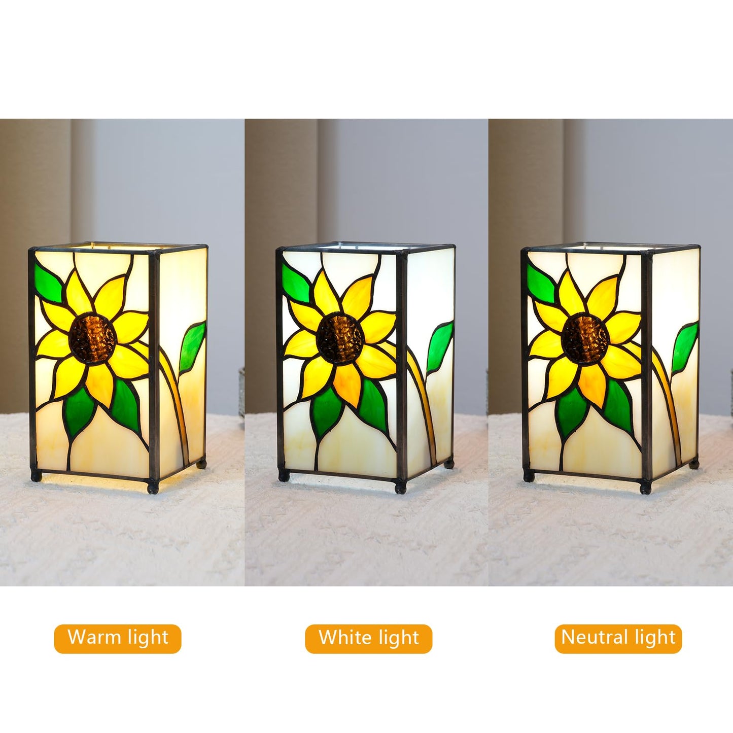Kiphepi Tiffany Lamp Stained Glass Lamp Small Bedside Table Lamps For Living Room Home Decor Girls Women Birthday Christmas Thanksgiving Day Gift Sunflower