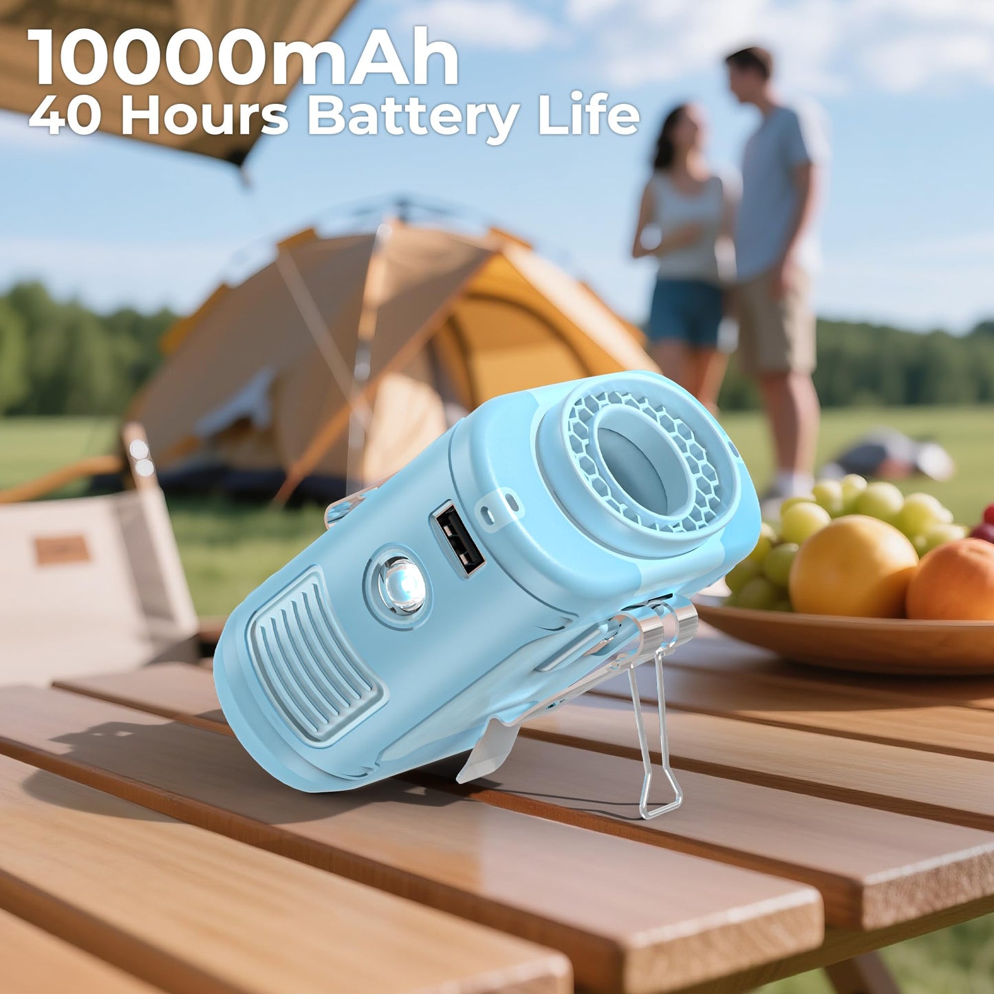 Amacool Portable Waist Fan Clip On, Max 40H Work Time, 10000Mah Rechargeable Wearable Shirt Fan With Light, 16000Rpm Powerful 5