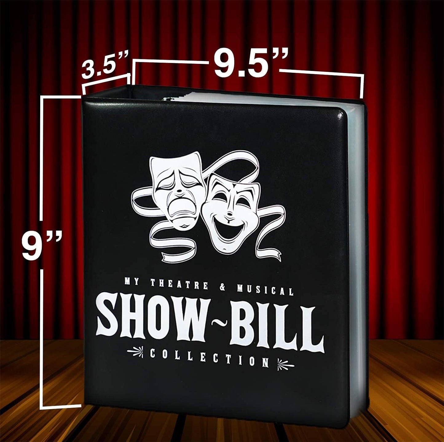 Show-Bill/Playbill Binder for Broadway and Theatre Show-Bills, Comes with 20 Sheet Protectors to Hold and Organize All Your Playbills, D-Ring, Black, by Ring Binder Depot