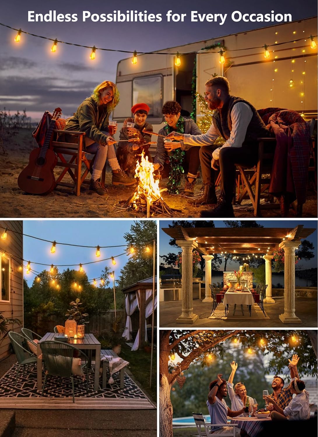 Brightown Outdoor String Lights 35FT, 10+1 Shatterproof Edison Bulbs, Waterproof, Jet Black, Model GY-I-100.6-U-S2