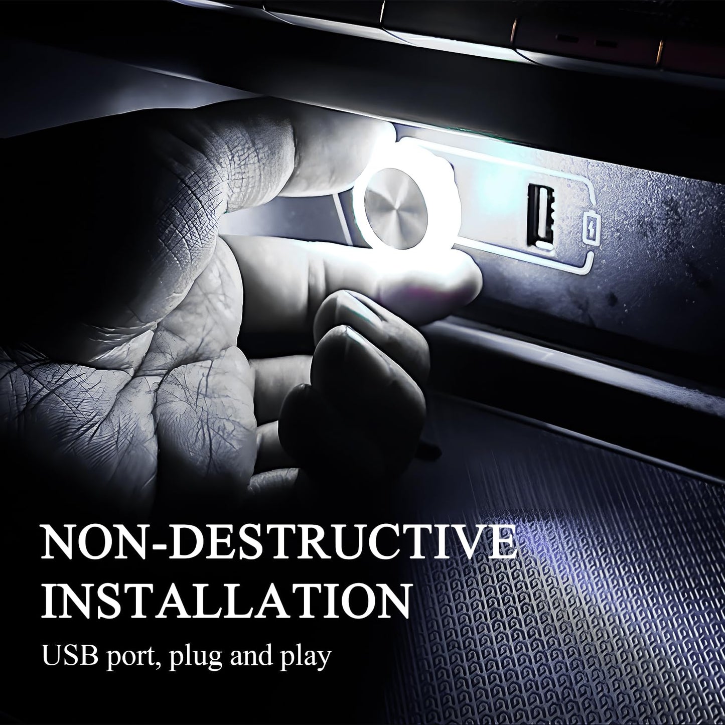Hovom 4Pcs Usb Led Car Interior Atmosphere Lamp  Portable Mini Car Led Night Light Decoration  Plug-In Usb Automotive Ambient Lighting Kit  Universal For Cars Suvs Trucks Rvs (White)