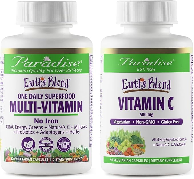 Paradise Earth's Blend Multivitamin for Men & Vitamin C Bundle