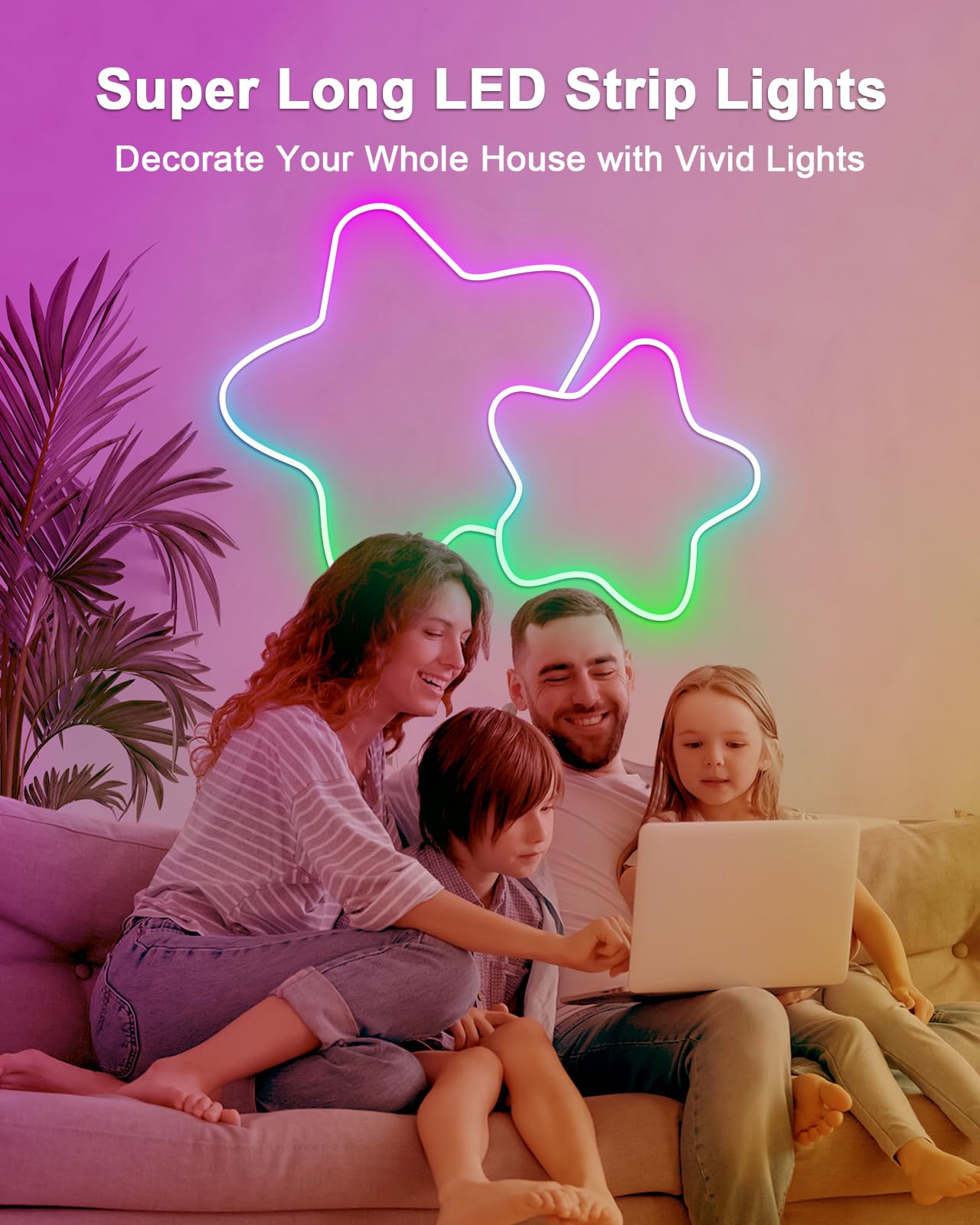 Vrribonx LED Neon Rope Lights, 140FT, RGB, Flexible, Waterproof, App/Remote Control, Model V140-01