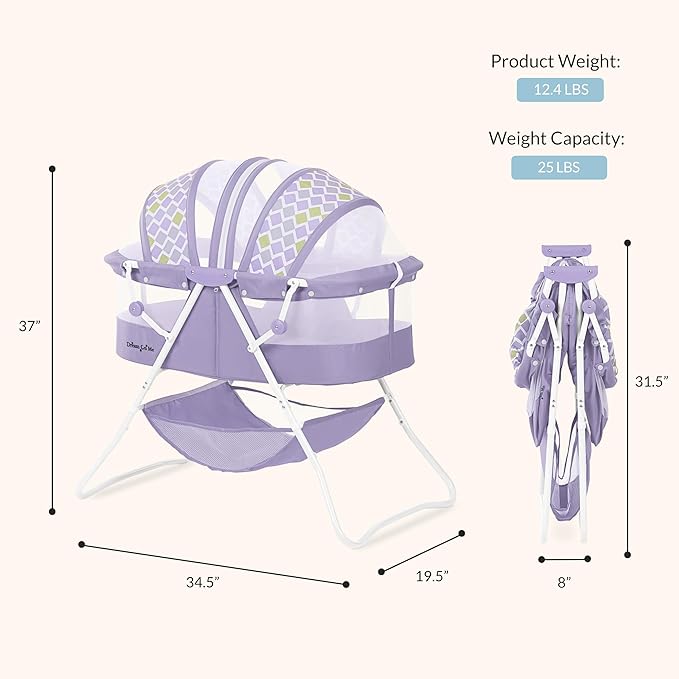 Karley Bassinet for Newborns | Award-Winning 2021 National Parenting Product & Mom’s Choice Winner | Portable Lightweight Bassinet with Adjustable Canopy, Dual-Sided Mattress & Storage Bag