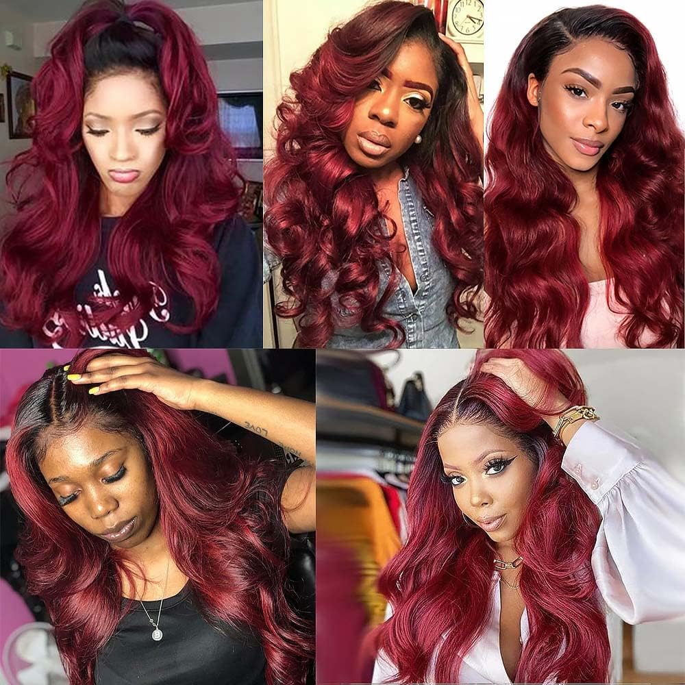 Lagalaga Bundles Human Hair 22 24 26 Inch Body Burgundy T1B/99J Human Hair Bundles Unprocessed Brazilian Virgin Hair Quick Weave