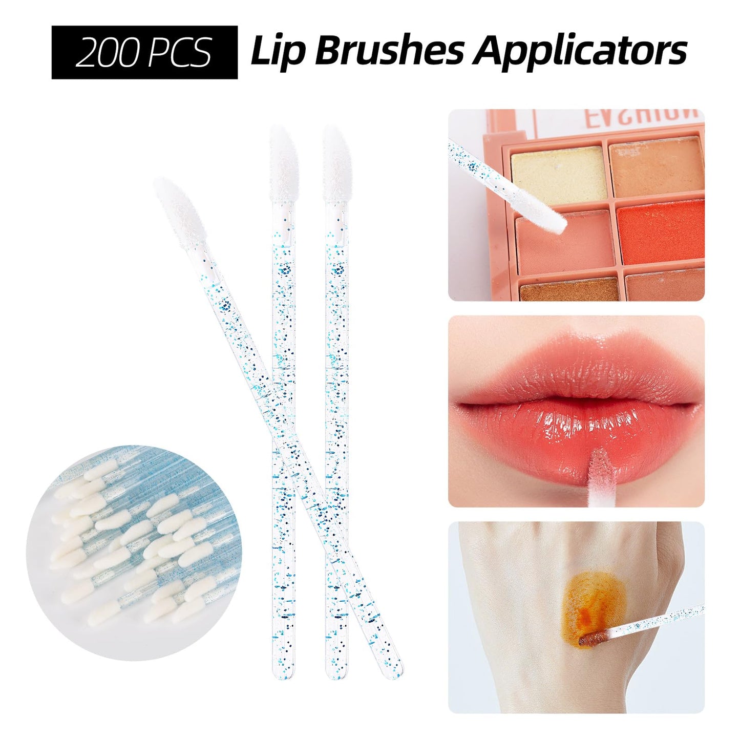 600 PCS Eyelash Extension Supplies Kit, 200 Spoolies Mascara Wands Disposable 200 Lip Brushes 200 Micro Swabs Purple Eyelash Bru