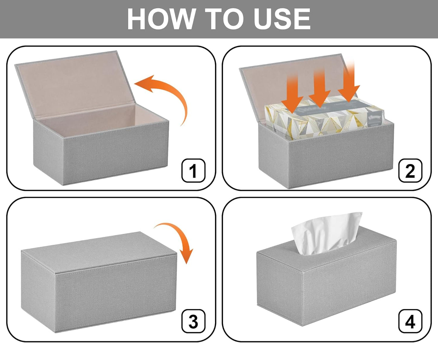 Tissue Box Cover Rectangular Tissue Box Holder for Bathroom (Grey)