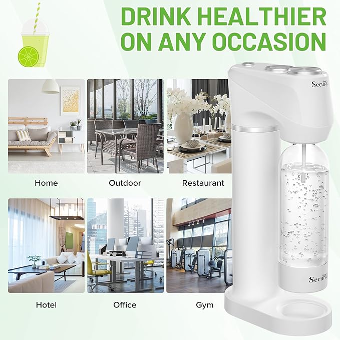 Soda Streaming Machine Soda Maker, Sparkling Water and Carbonated Water Machine, Compatible with 60l Co2 Cylinders (Not Included)