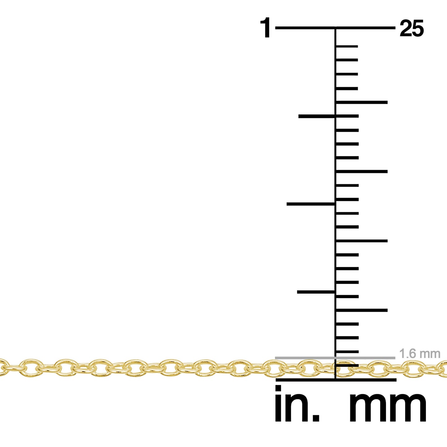 Kooljewelry Yellow Gold Over Sterling Silver Round Cable Chain Necklace (1.6 mm, 20 inch)