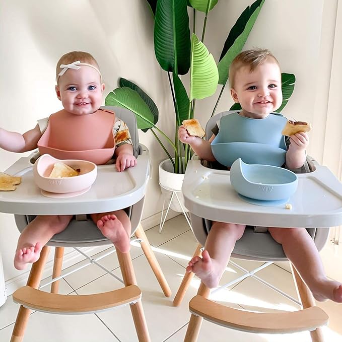 Mallify 3-in-1 Convertible Wooden High Chair, High Chairs for Babies and Toddlers, Baby High Chair with Adjustable Legs & Dishwasher Safe Tray, Made of Sleek Hardwood & Premium Leatherette, Gray