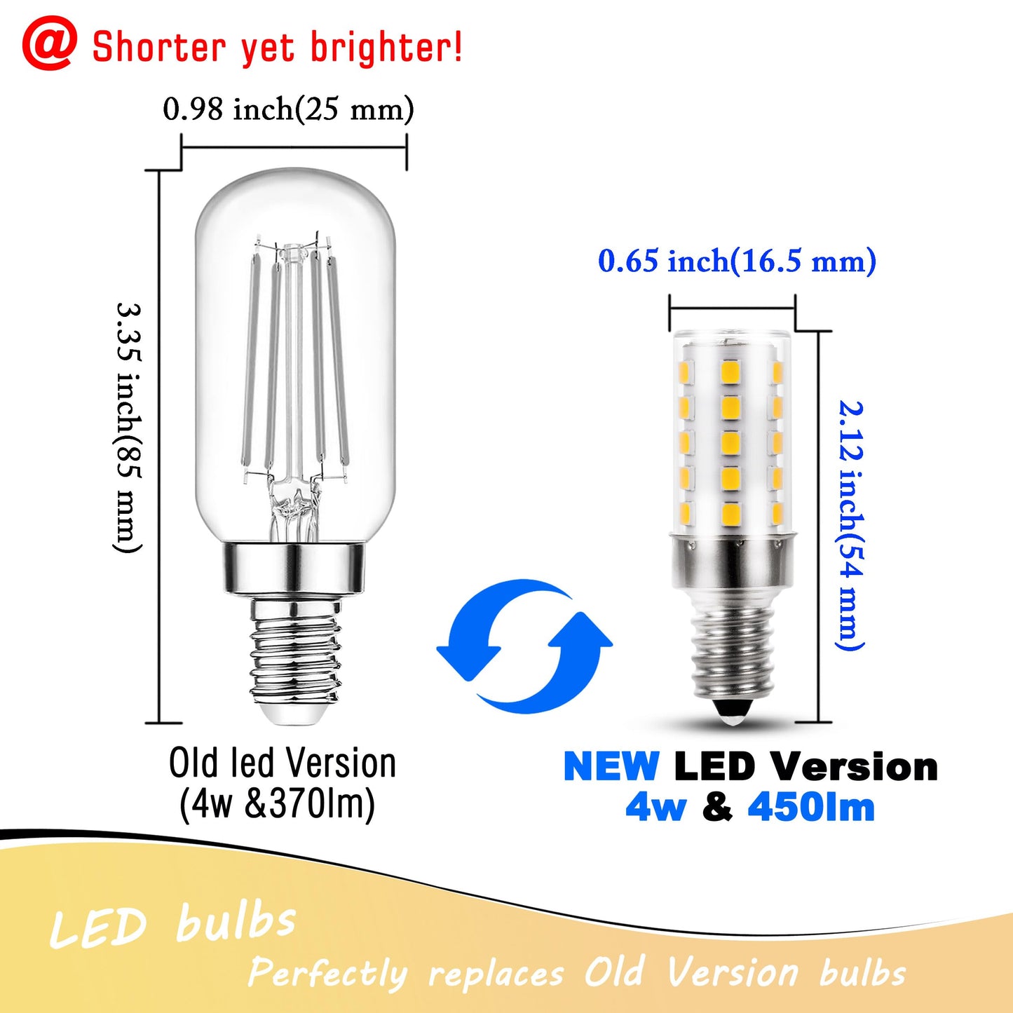 Heifymi E12 T6 C7 40 Watt Equivalent Led Bulbs 4000K Natural White 450Lm 4W 120Volt E12 Small Base Led Candelabra Bulb For Ceiling Fan Pendant Chandelier Lighting Wall Sconces  Non-Dimmable  4 Pack
