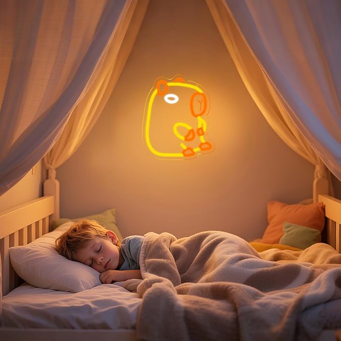 Capybara Neon Sign, LED Capybara Night Light for Wall and Room, USB Night Light for Kids Baby Nursery College Dorm Kawaii Décor Gifts