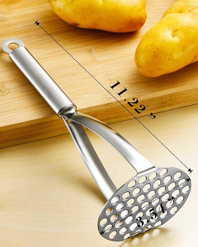 Potato Masher, Heavy Duty Potato Smasher with Durable Sturdy Grips, Potato Masher Stainless Steel for Efficiently Making Mashed Potatoes,Egg Salad, Banana Bread, Vegetables and Fruits