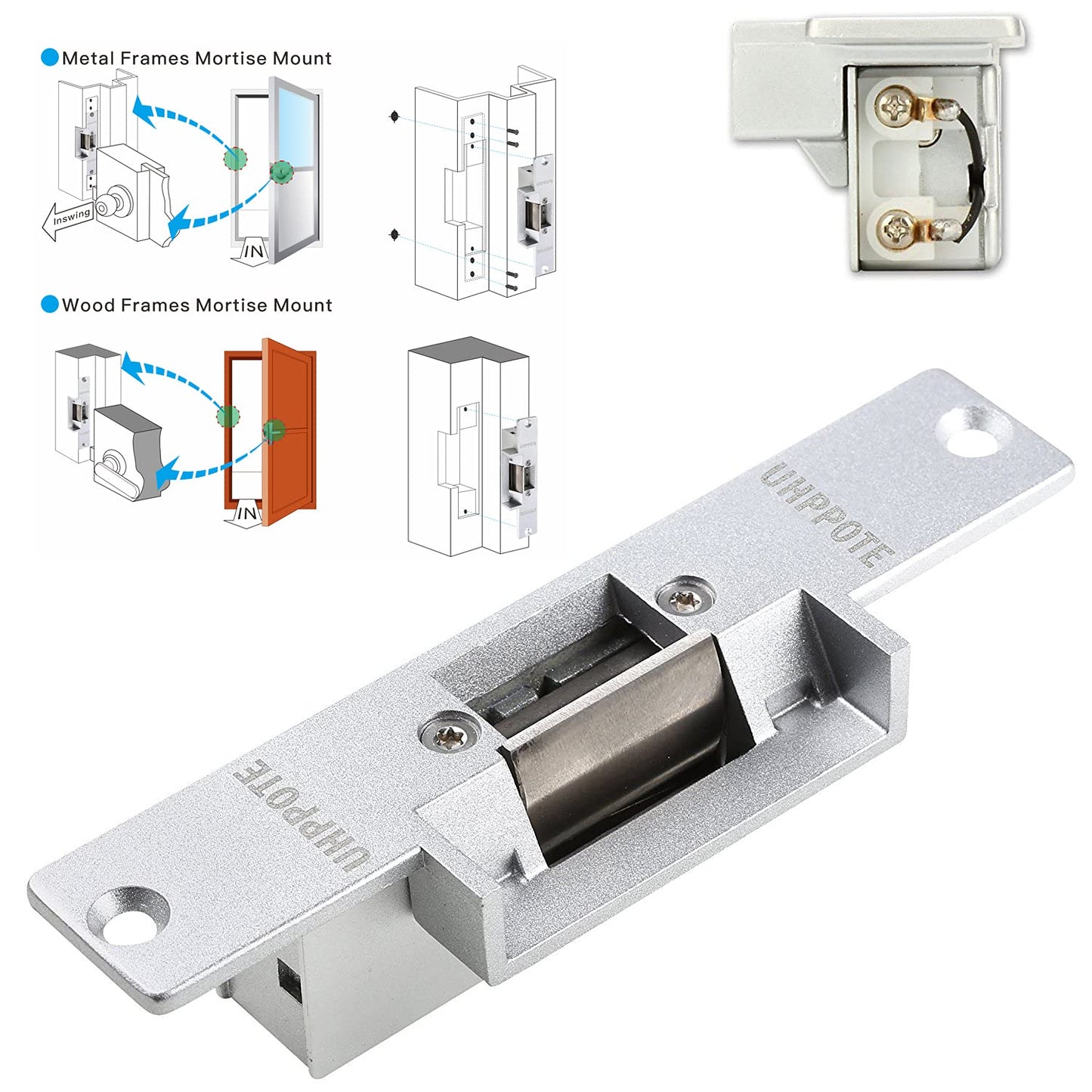 UHPPOTE Electric Strike Door Lock Fail-Secure for Access Control System Deadlatches or Cylindrical Locksets