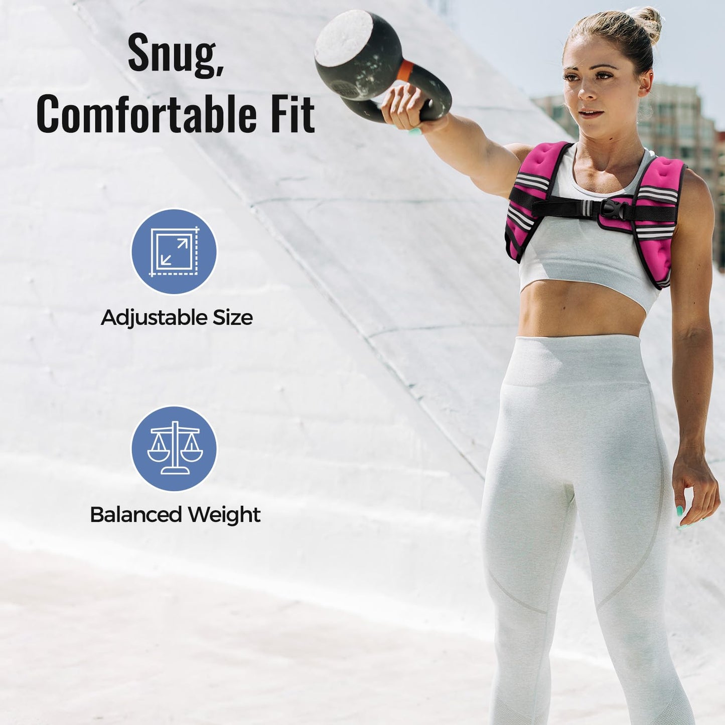Zeerun Weighted Vest for Women & Men with Reflective Stripe and Adjustable Buckle, Comfortable & Durable Rucking Vest for Walking, Running & Strength Training, 8LBS-Pink