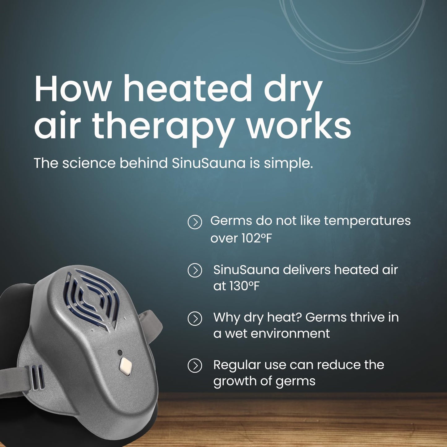 SinuSauna Heated Dry Air Therapy Mask | Congestion Relief | Cold Symptom Relief | Sinusitis Relief | Allergy Relief | Mess-Free | Avoid Nasal Irrigation | Promotes Easy Breathing | No Side Effects