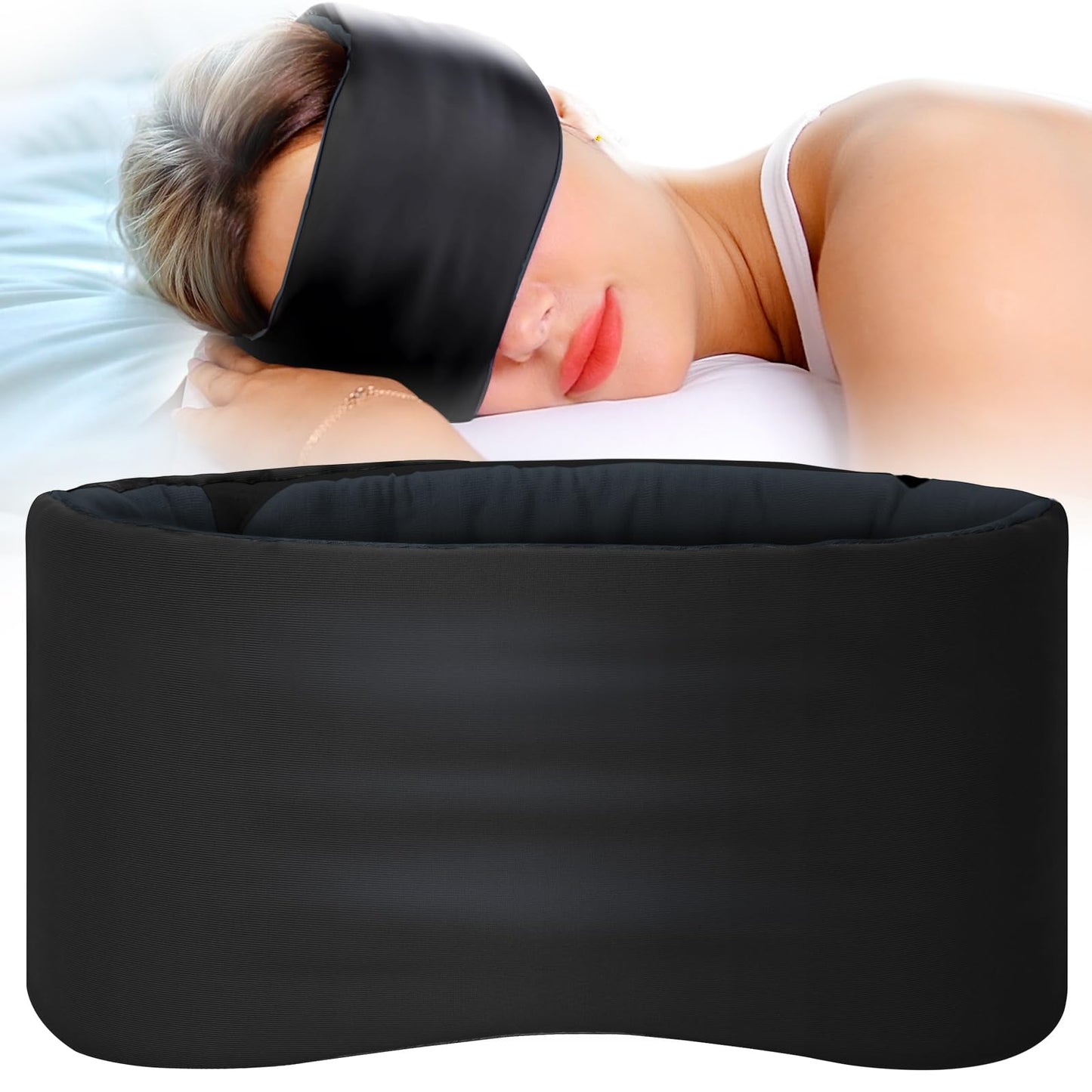 SARISUN Sleep Mask, Eye Mask for Sleeping, Upgrade Double Side Blackout Eye Cover for Women Men, Light Blocking Wider Adjustable Band for Side Sleeper, Travel, Nap, Ultra-Soft, Yoga, Relief Eye, Black